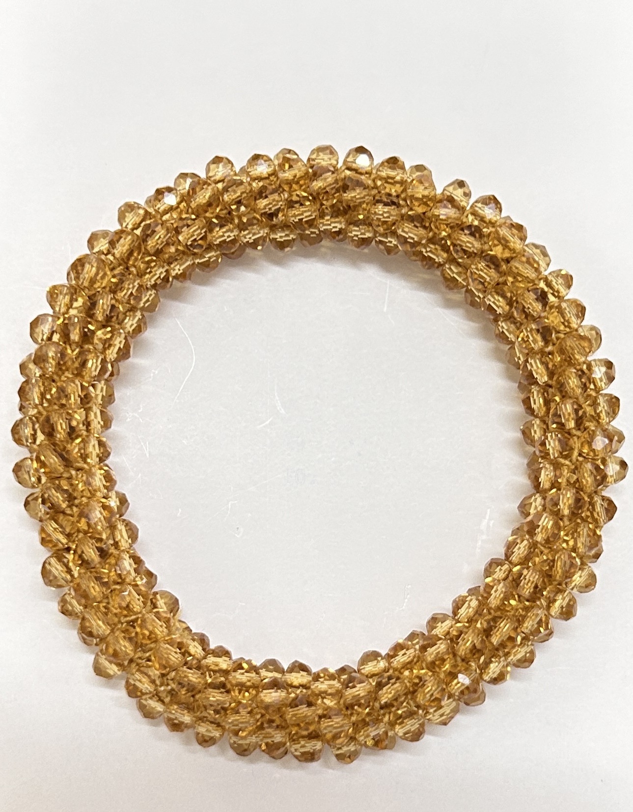 Women's Handmade Crystal Beaded Nylon Hair Ring Dual-Use Bracelet