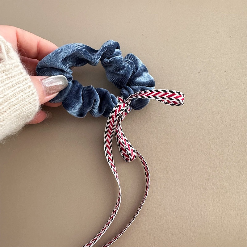 Women's New Year Christmas Bowknot Hair Ties High Elasticity Cloth Bands