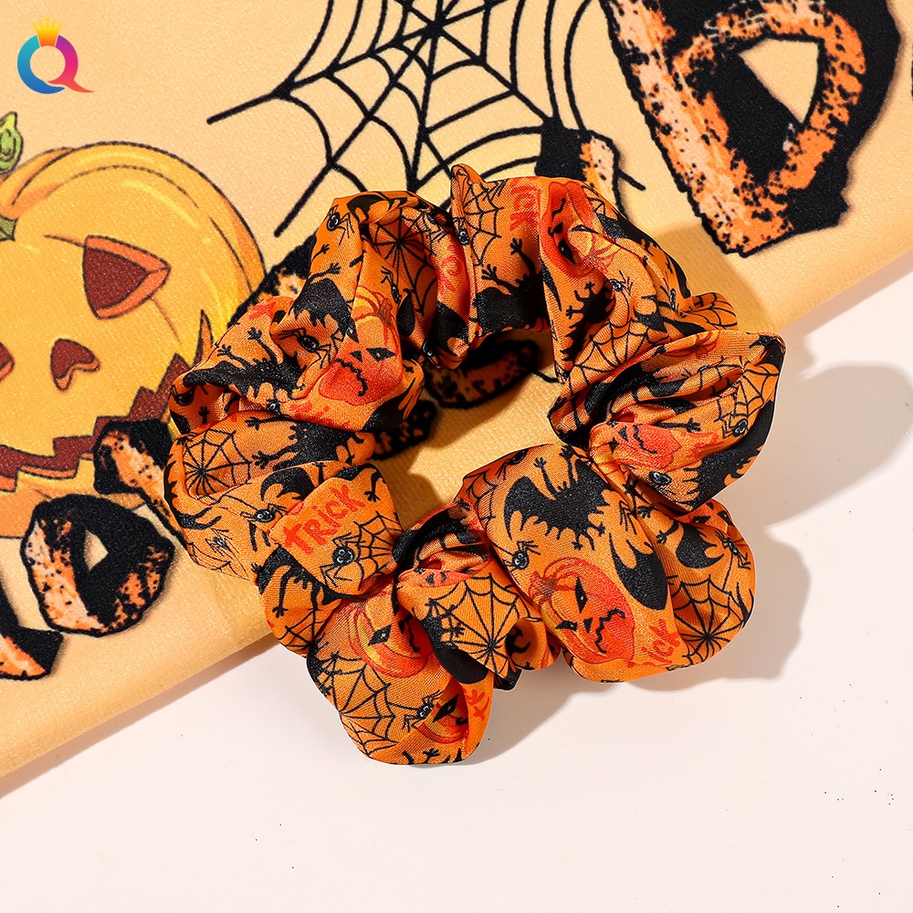 Women's Elastic Halloween Hair Tie Funny Pumpkin Skull Pattern