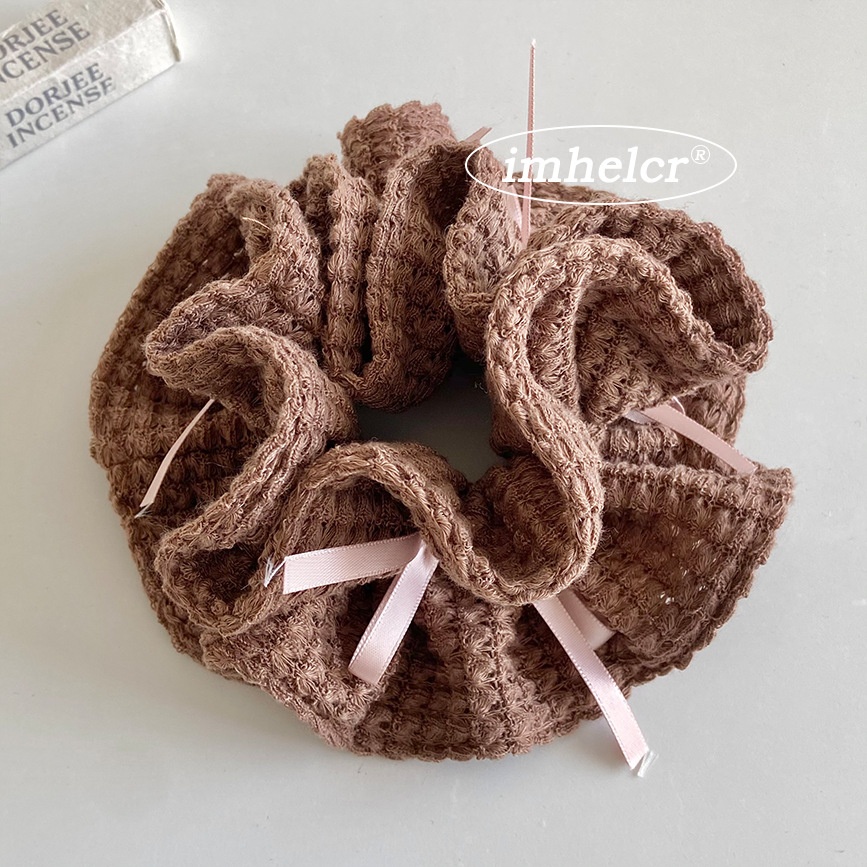 Women's Knitted Hollow Ribbon Bow Hair Tie Small Waist Back Accessory