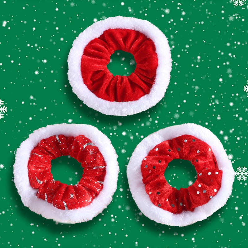 Unisex Holiday Cloth Hair Tie Scrunchie Christmas Snowman Pattern