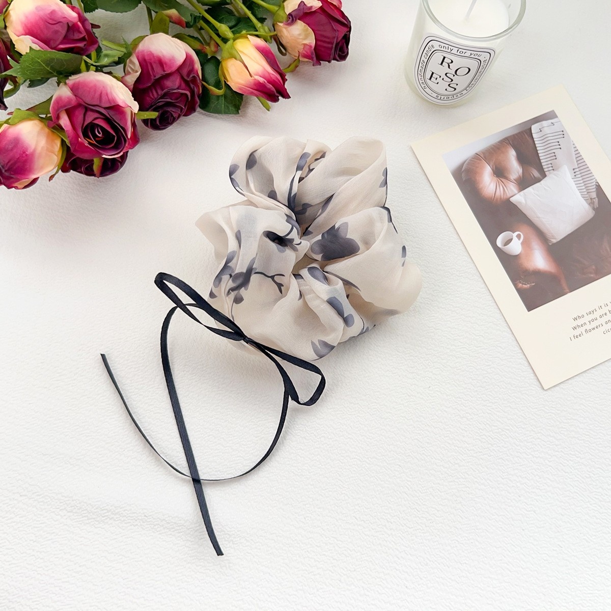 Women's High Elasticity Office Cloth Hair Bands Retro Floral Pattern