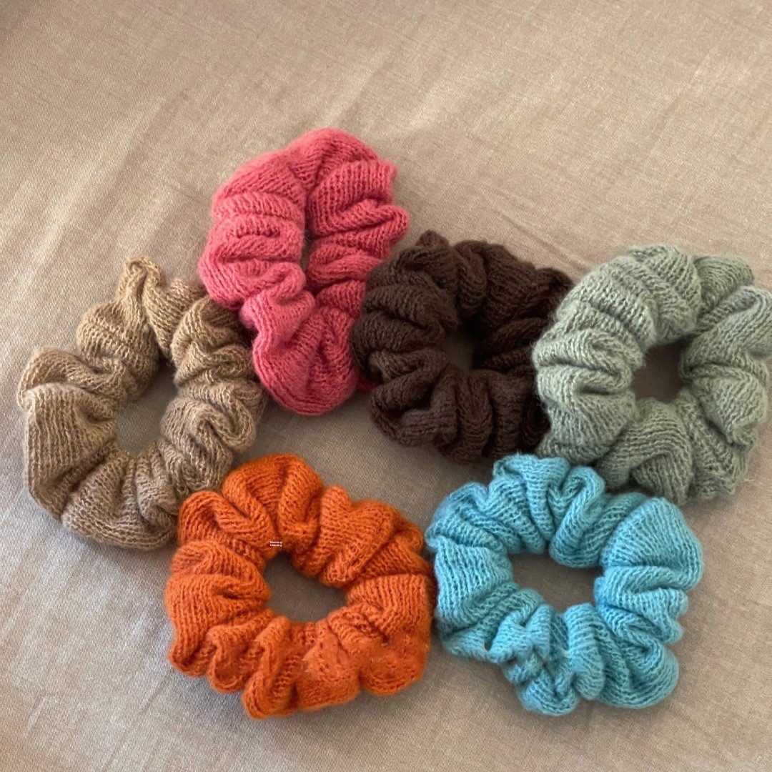 Women's Large Colorful Knitted Wool Elastic Hair Band Autumn Winter