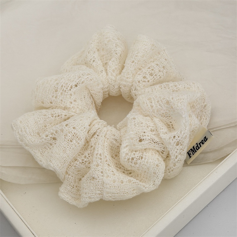 Women's Sweet Knit Mesh Hair Tie Spring Hair Accessory Beige