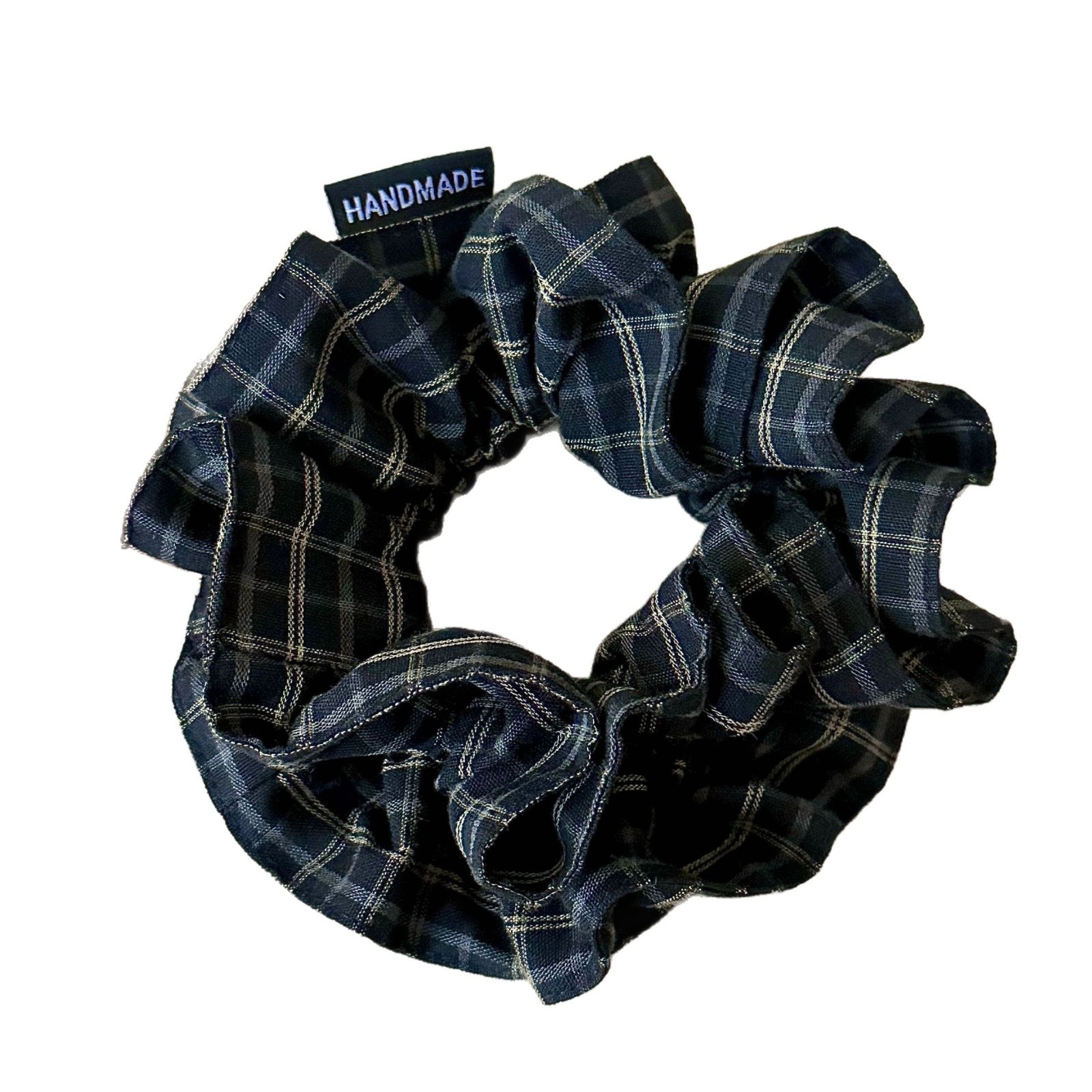 Women's Autumn Fabric Low Bun Ponytail Hair Tie British Plaid