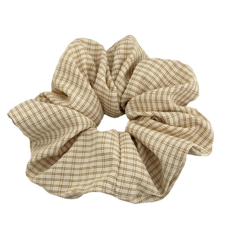 Women's Spring Summer Cloth Hair Tie Accessories Red Green Khaki Plaid