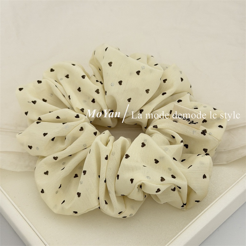 Women's Soft Cloth Daily Hair Tie Scrunchie Beige Solid Color