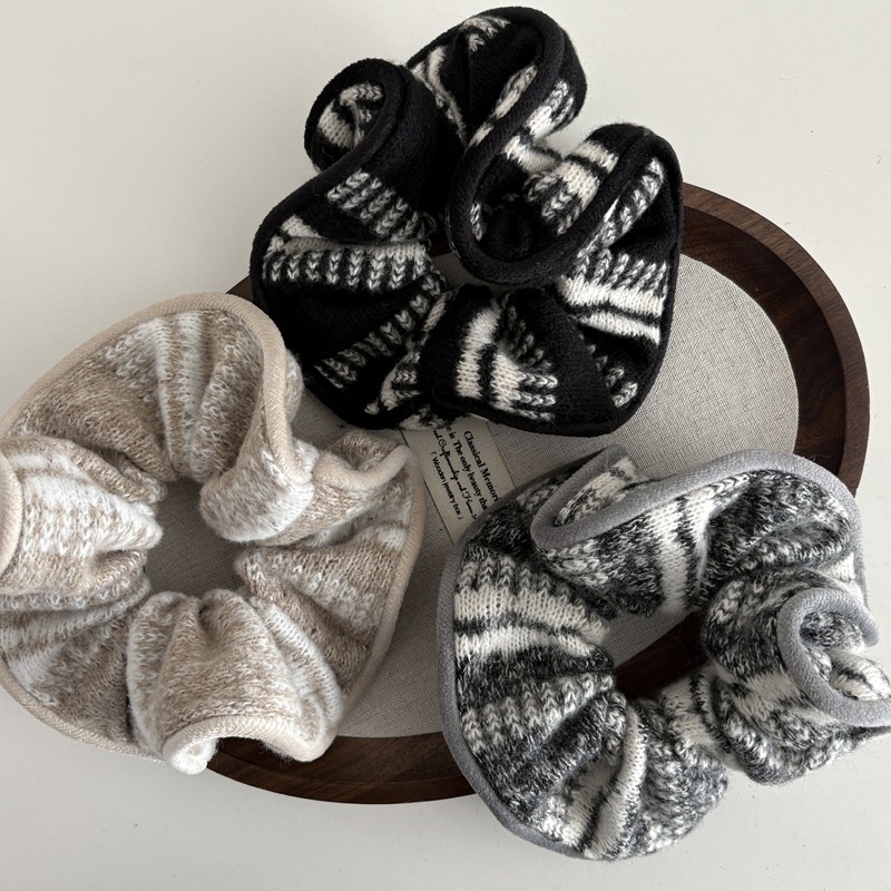 Women's Vintage Winter Knitted Wool Headband Striped Plaid Polka Dot