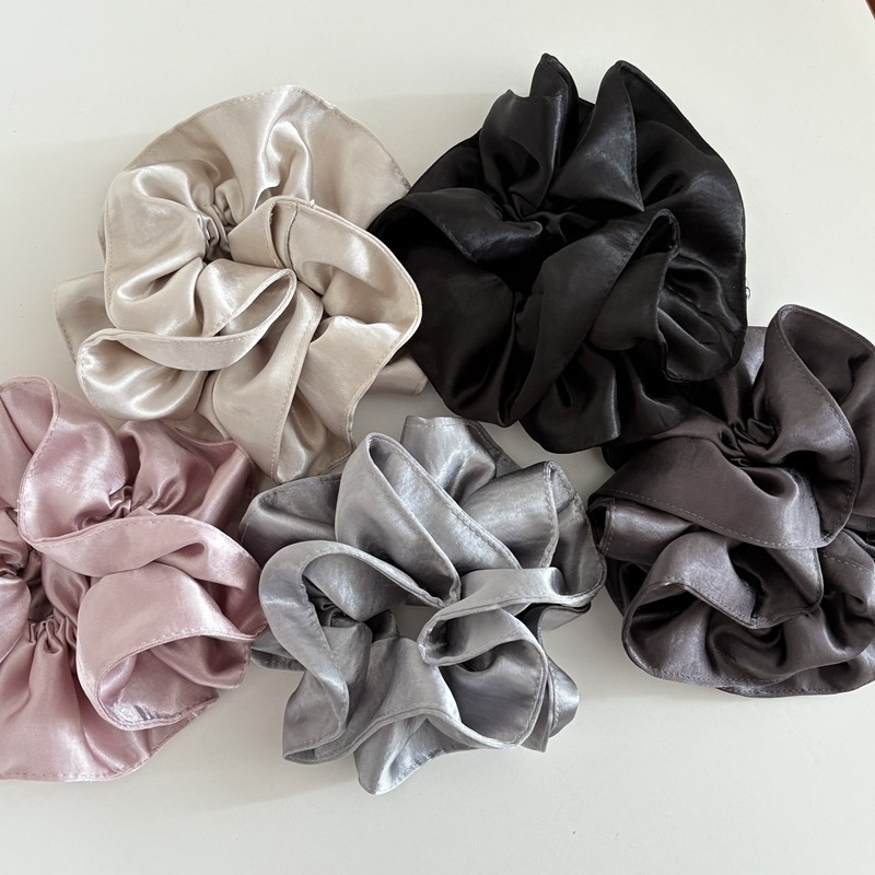 Women's Elegant Double Layer Satin Low Ponytail Hair Tie Solid Color