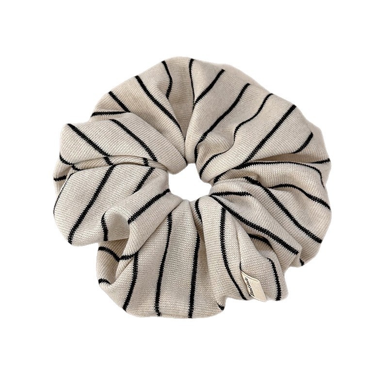 Women's Simple Striped Cloth Hair Tie, High Elasticity Ponytail Holder