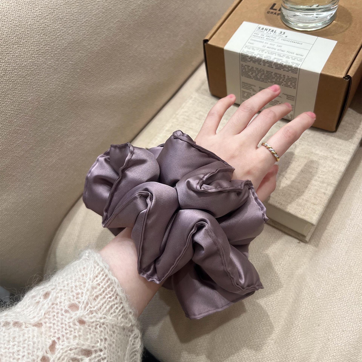 Women's Soft Satin Hair Tie Elegant Scrunchie For All Seasons Solid Color