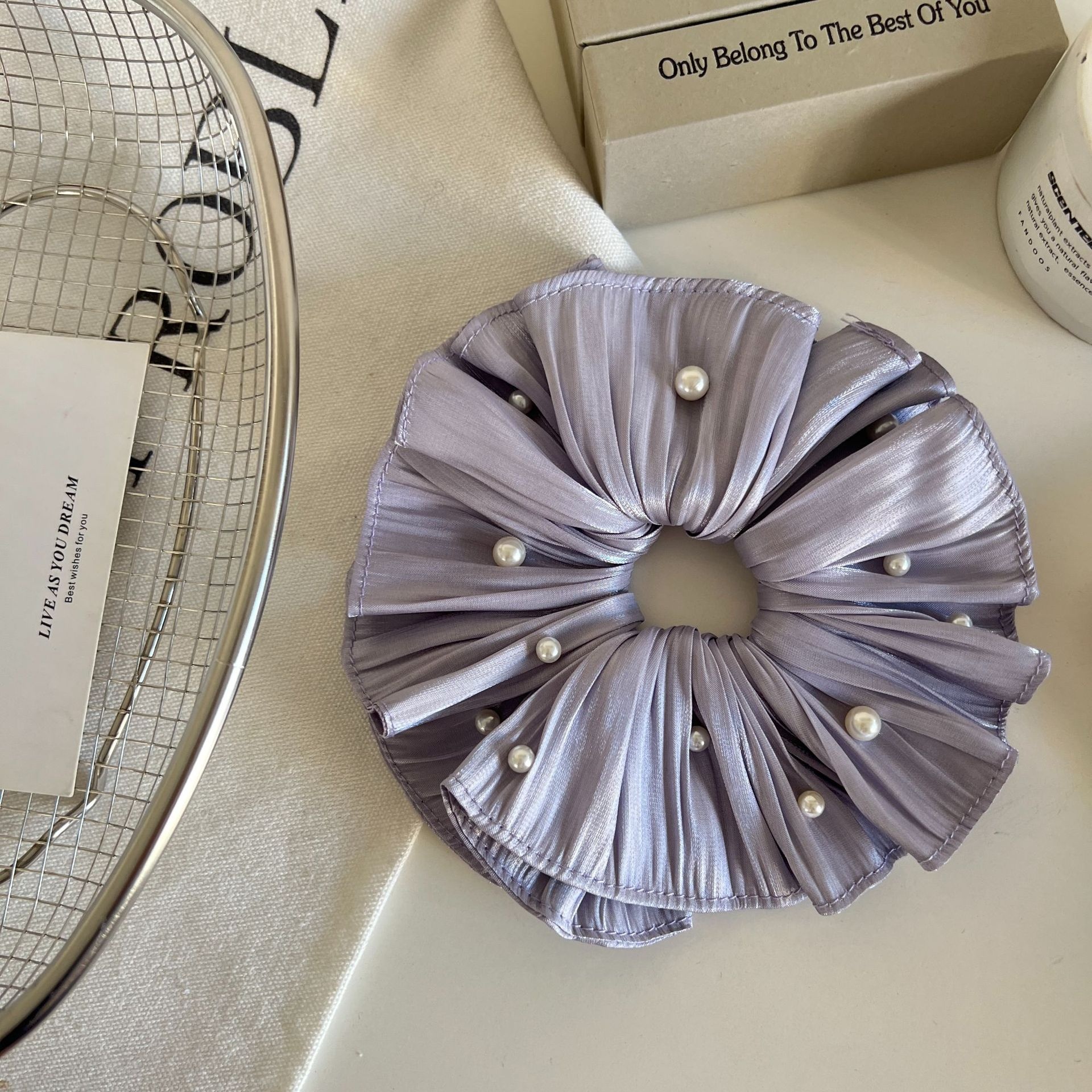 Women's Elegant Pearl Elastic Hair Ties Sweet Fairylike Solid Cloth Bands