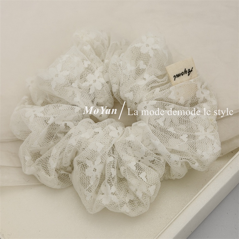 Women's Delicate Lace Floral Hair Tie For Elegant Styling White