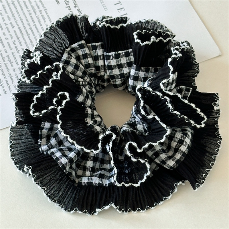 Women's Elegant Cloth Hair Tie for Weekend Banquets Chic Plaid