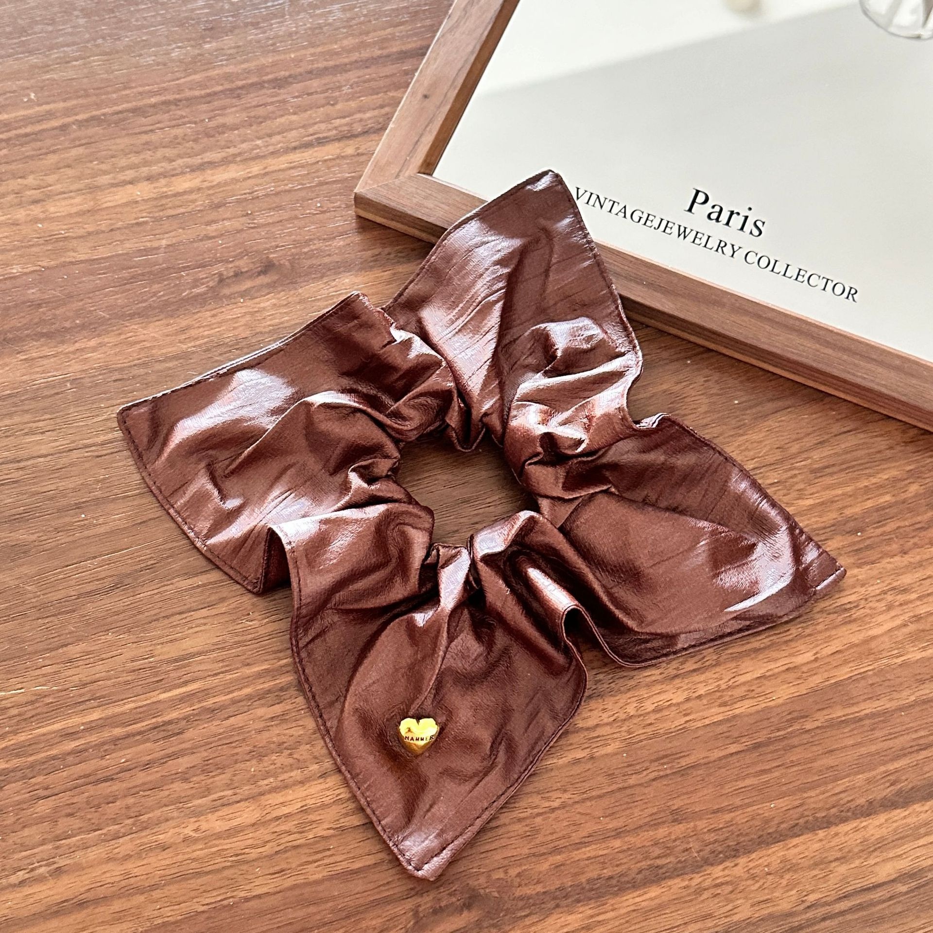 Girls Cloth Scarf Scrunchies Pastoral Fruit Hair Band Rose Red