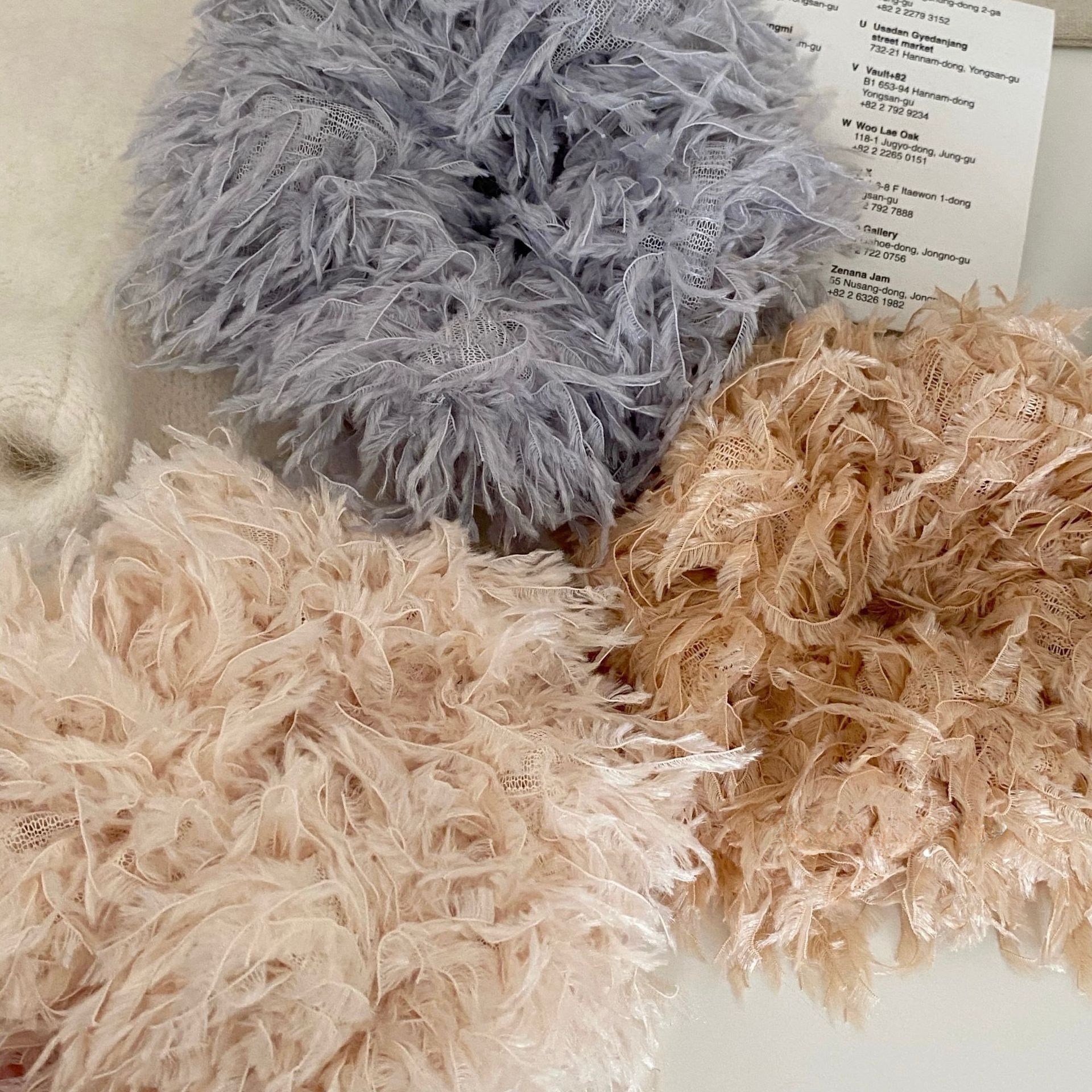 Women's Winter Fairy Feather Hair Tie Fluffy Scrunchie Solid Colors