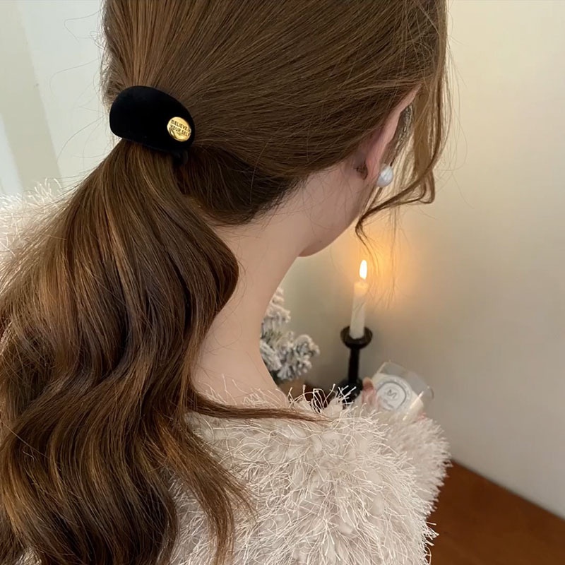 Women's Velvet Round Arc Bun Hair Tie Elastic Ponytail Holder Solid Color