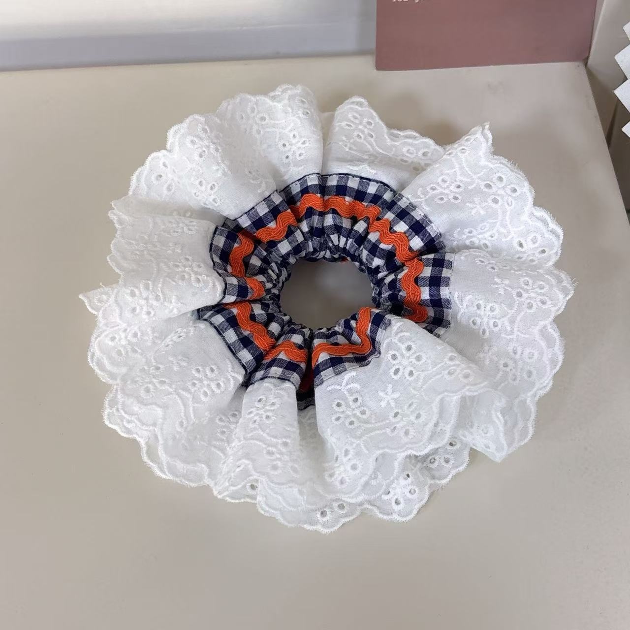 Women's French Romantic Cloth Hair Tie Four Layer Hollow Out Lace