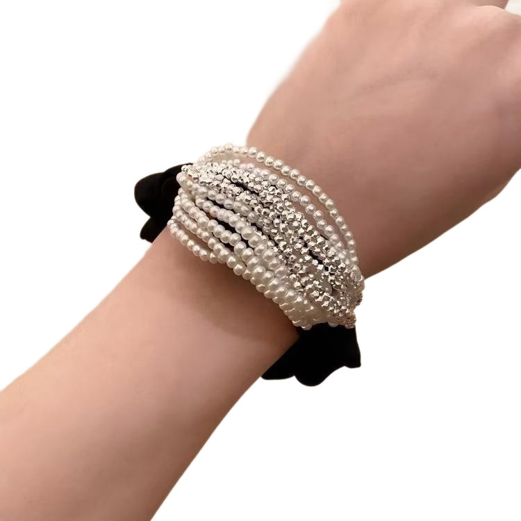 Women's Elastic Pearl Cloth Lazy Hair Tie Autumn Winter Striped Polka Dot