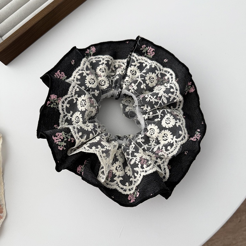 Women's Elegant Rose Lace Hair Tie with Delicate Ditsy Floral Design