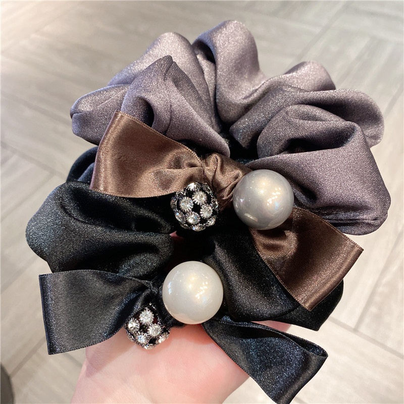 Women Vintage Crystal Headband Full Diamond Ball Fabric Bow Hair Tie