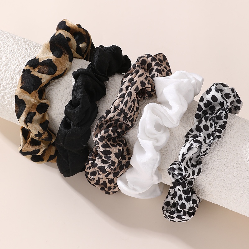 Women's Cozy Autumn Winter Cotton Headband Hair Tie Leopard Print