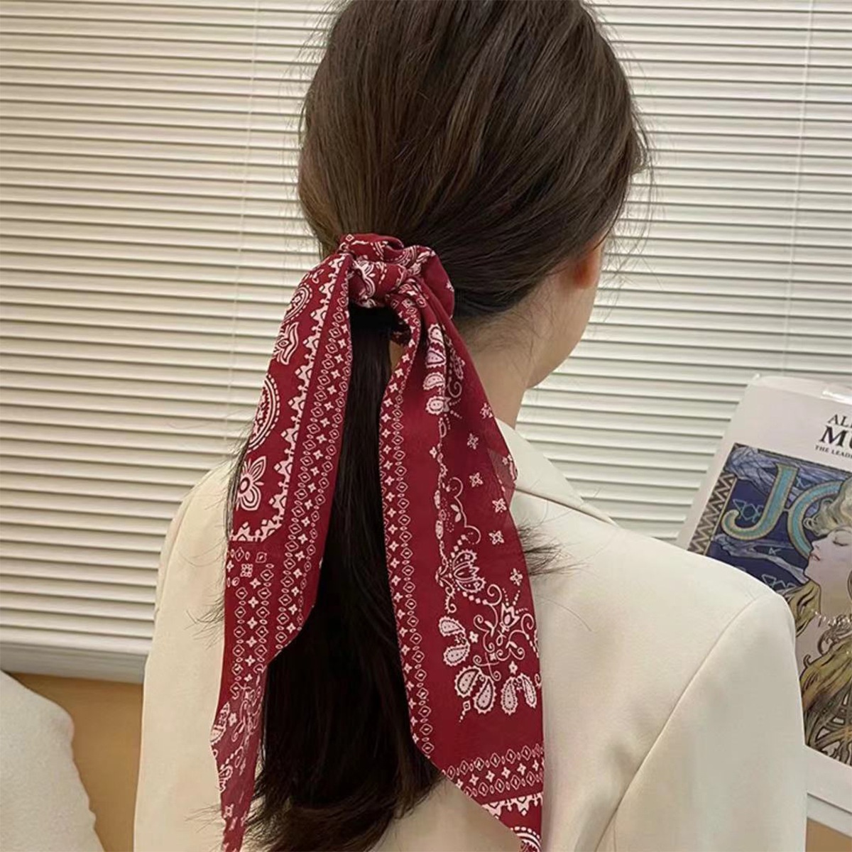 Women's Streetwear Fabric Bowknot Ponytail Holder Retro Paisley Print