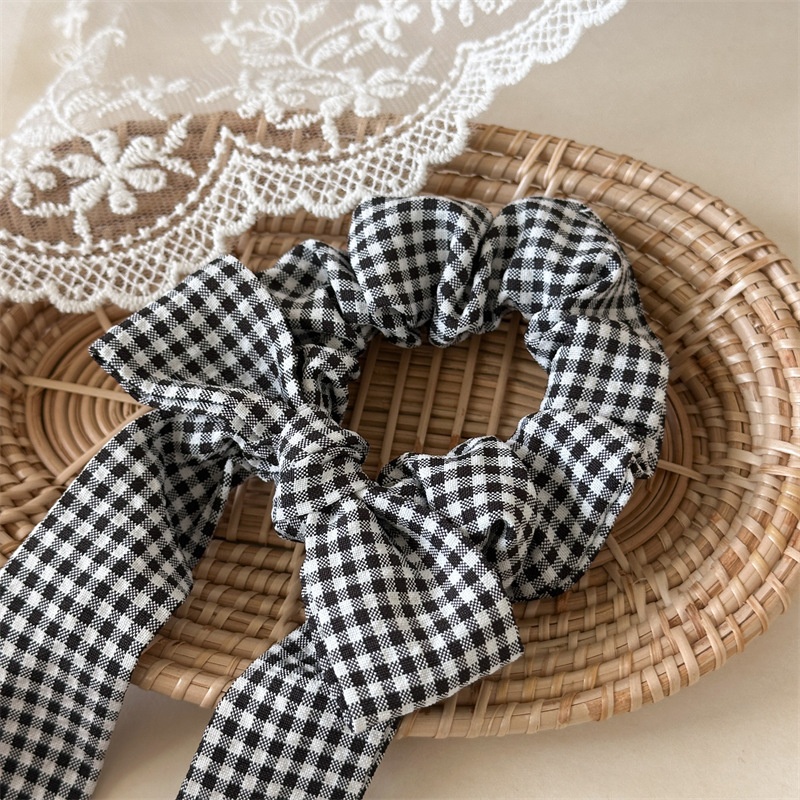 Women's Plaid Fabric Bow Knot Hair Ties Simple Red Black Hair Accessories