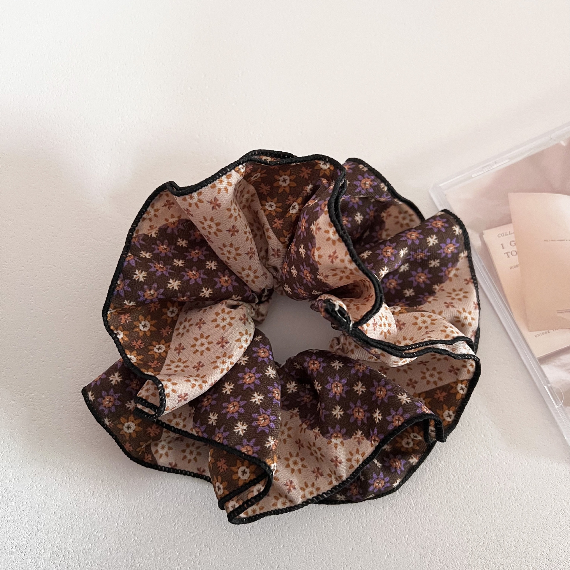 Women's Retro Patchwork Floral Hair Ties Aesthetic Color Block Cloth Bands