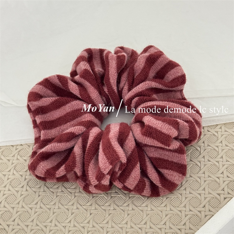 Women's Soft Knitted Winter Hair Ties Retro Stripe Color Block