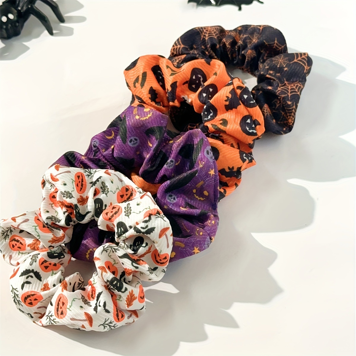 Women's High Elasticity Cloth Hair Tie Dark Halloween Pumpkin Skull