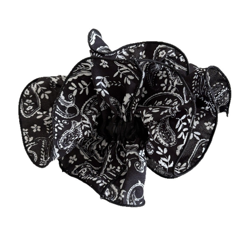 Women's Vintage Large Flower Hairband Cashew Nut Pattern Elastic Hair Tie