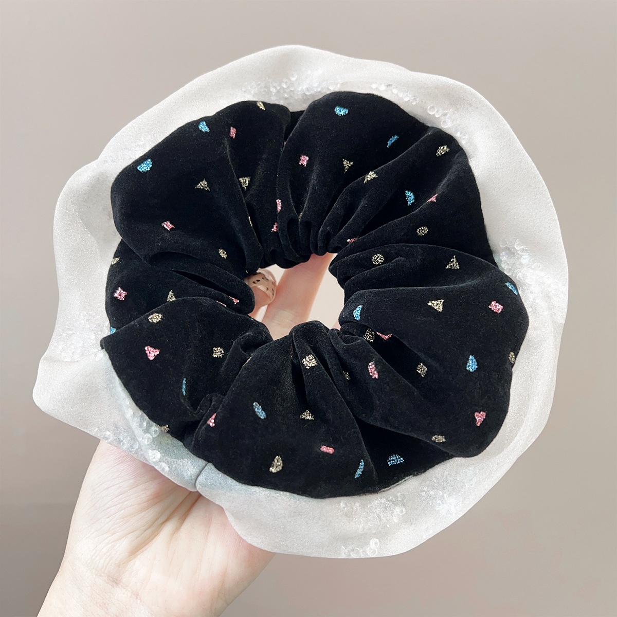 Women's Winter Rhinestone Flocked Holiday Hairband Coffee Red Black