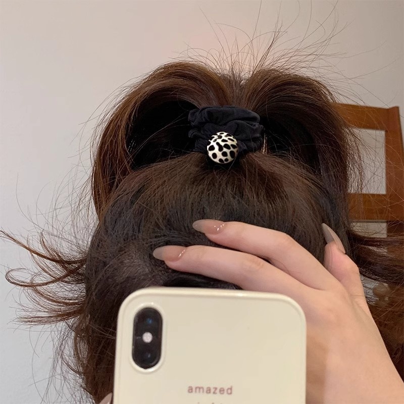 Women's Summer Cloth Hair Accessory Rubber Band Brown Leopard Spot