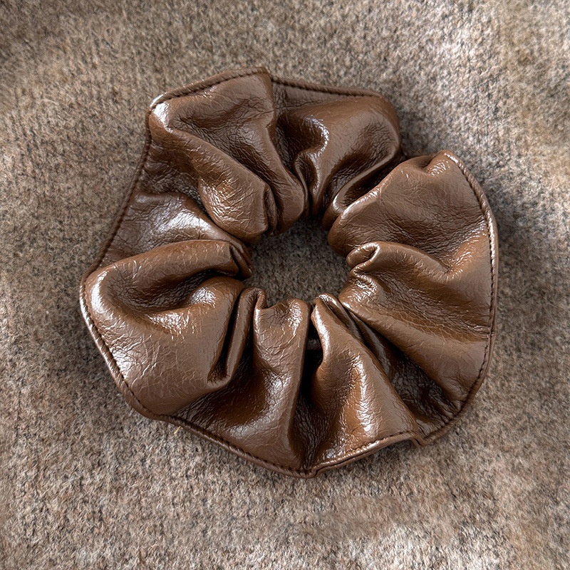 Women's Luxury Leather Lazy Bun Elastic Hair Bands Solid Colors