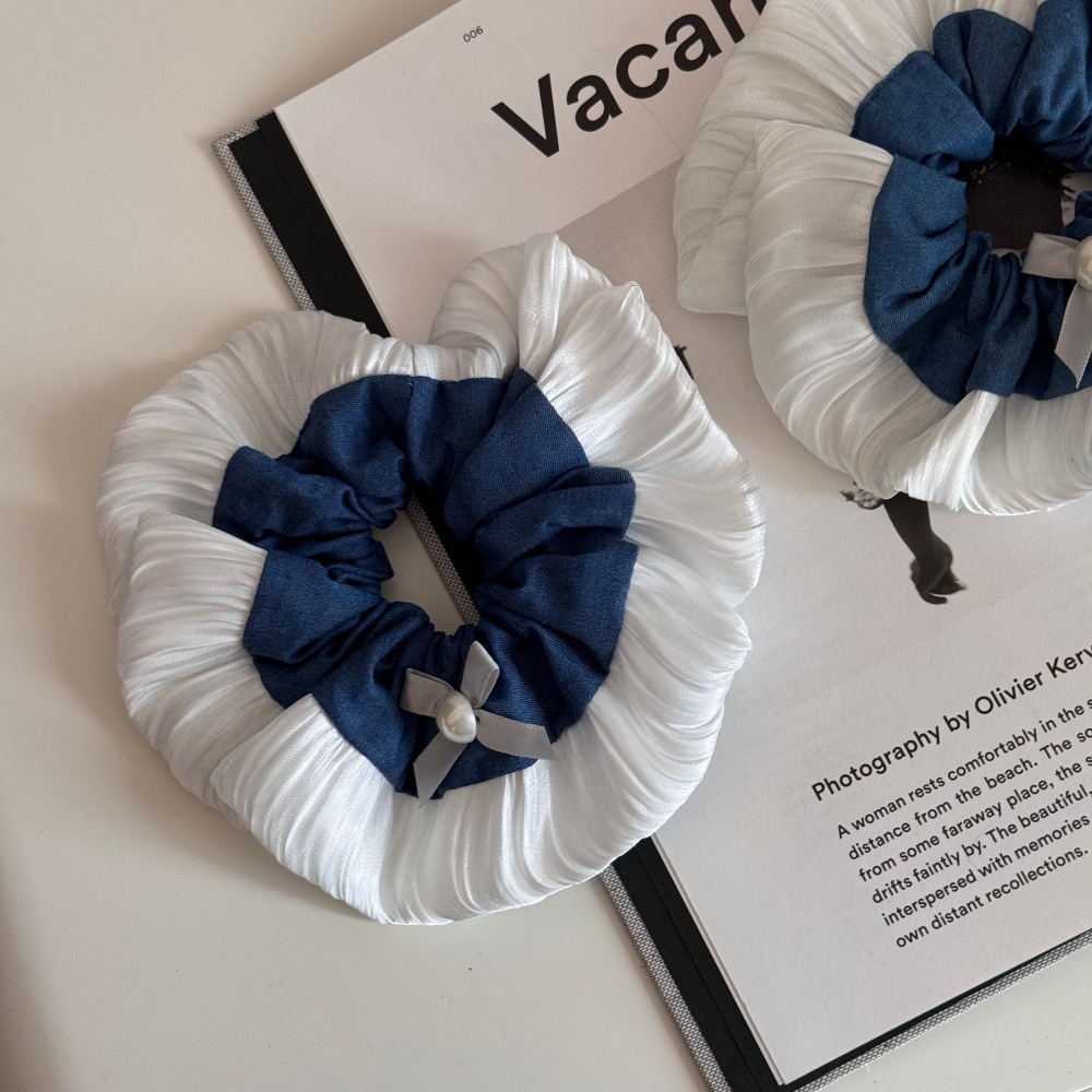 Women's Spring Casual Hair Tie Scrunchie Accessories Denim Bowknot