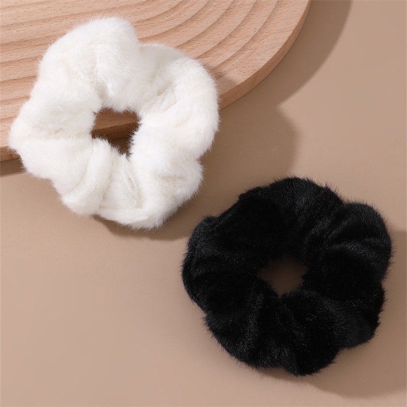 Women's Autumn Winter Velvet Large Scrunchie Hair Tie Solid Color