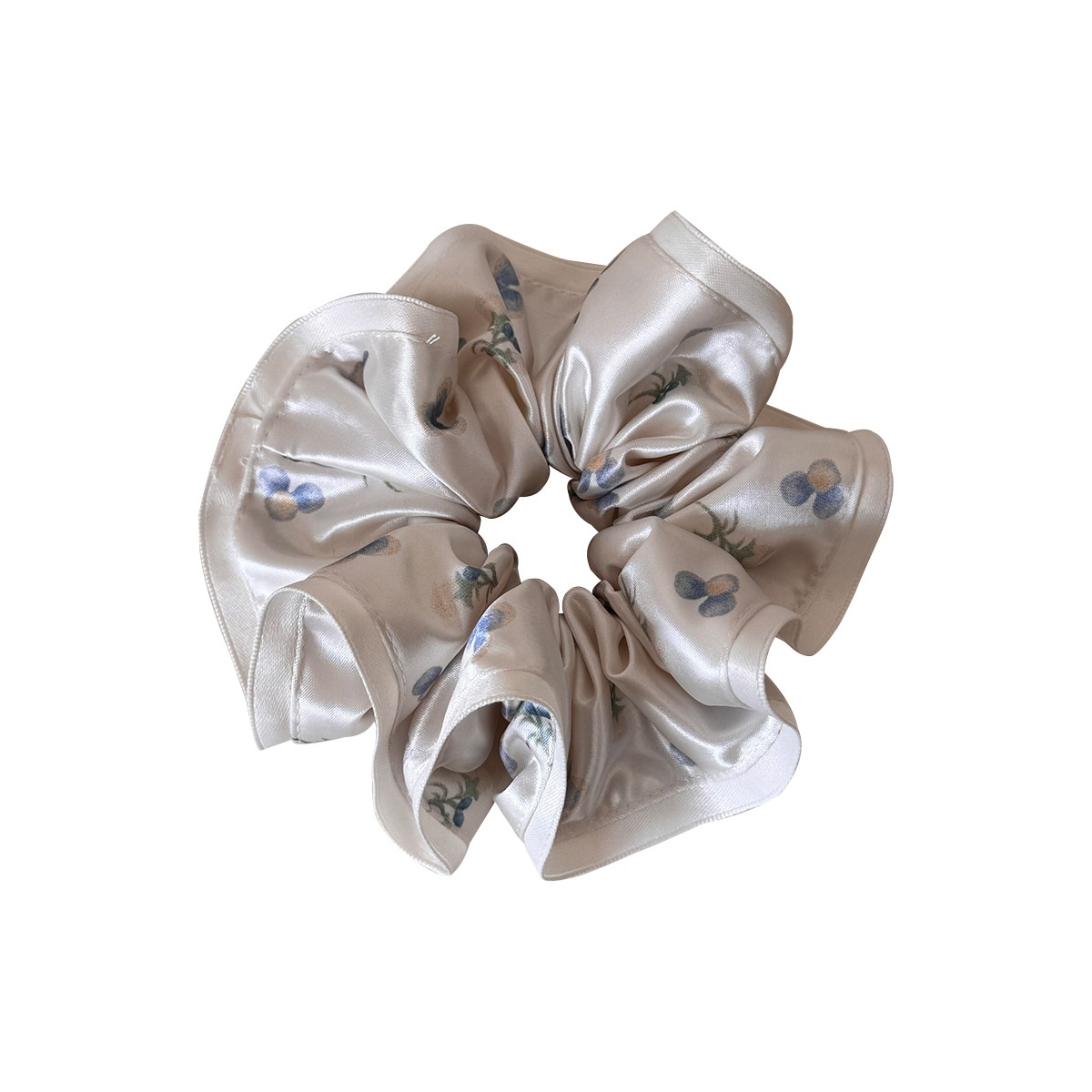 Women's Sweet Daily Satin Hair Tie Scrunchie Blue Flower Print