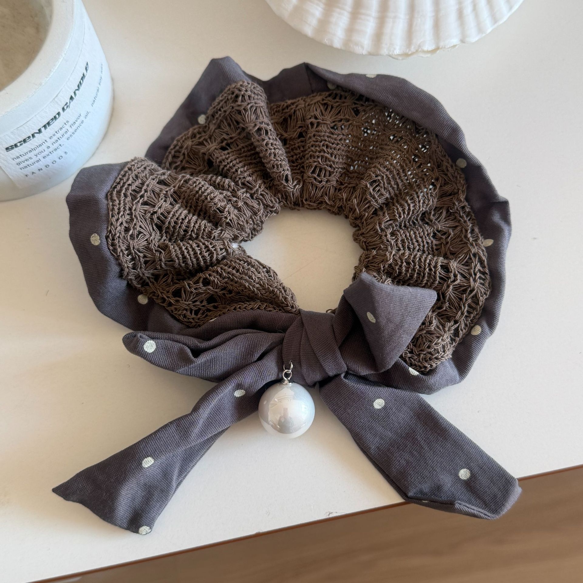 Women's Vintage Knitted Cloth Elastic Hair Tie Scrunchie Bow Knot