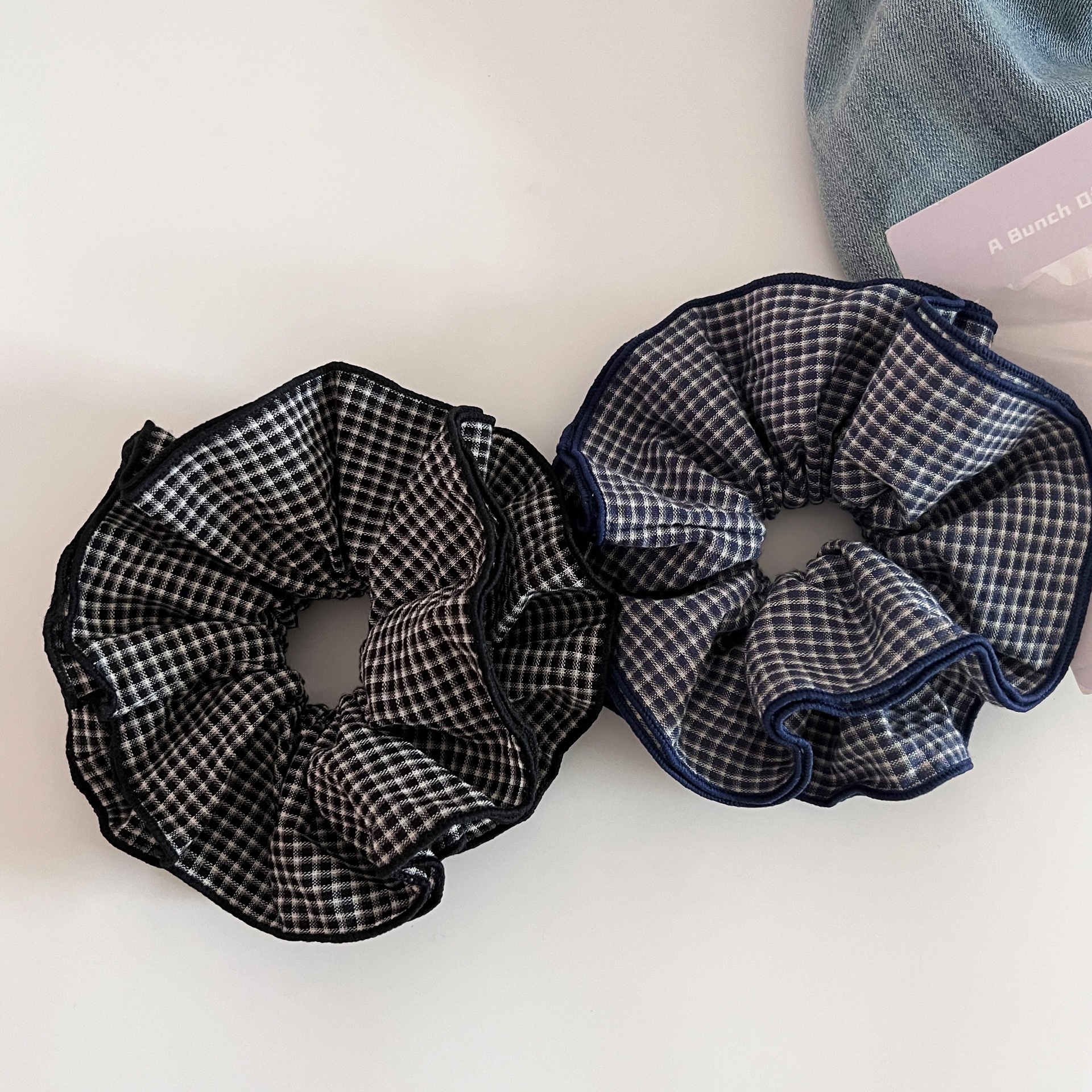 Women's Vintage Plaid Cloth Hair Tie Checkered Scrunchie Fashion Accessory