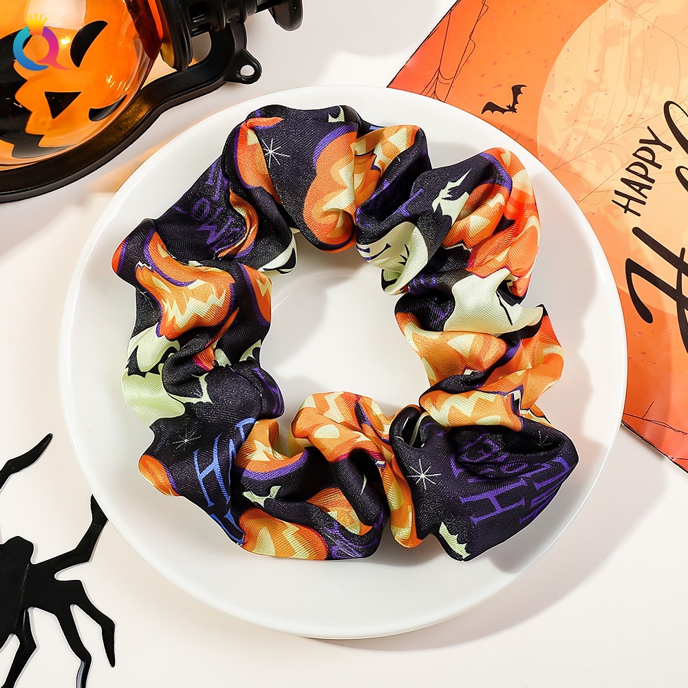 Women's Elastic Halloween Hair Tie Funny Pumpkin Skull Pattern