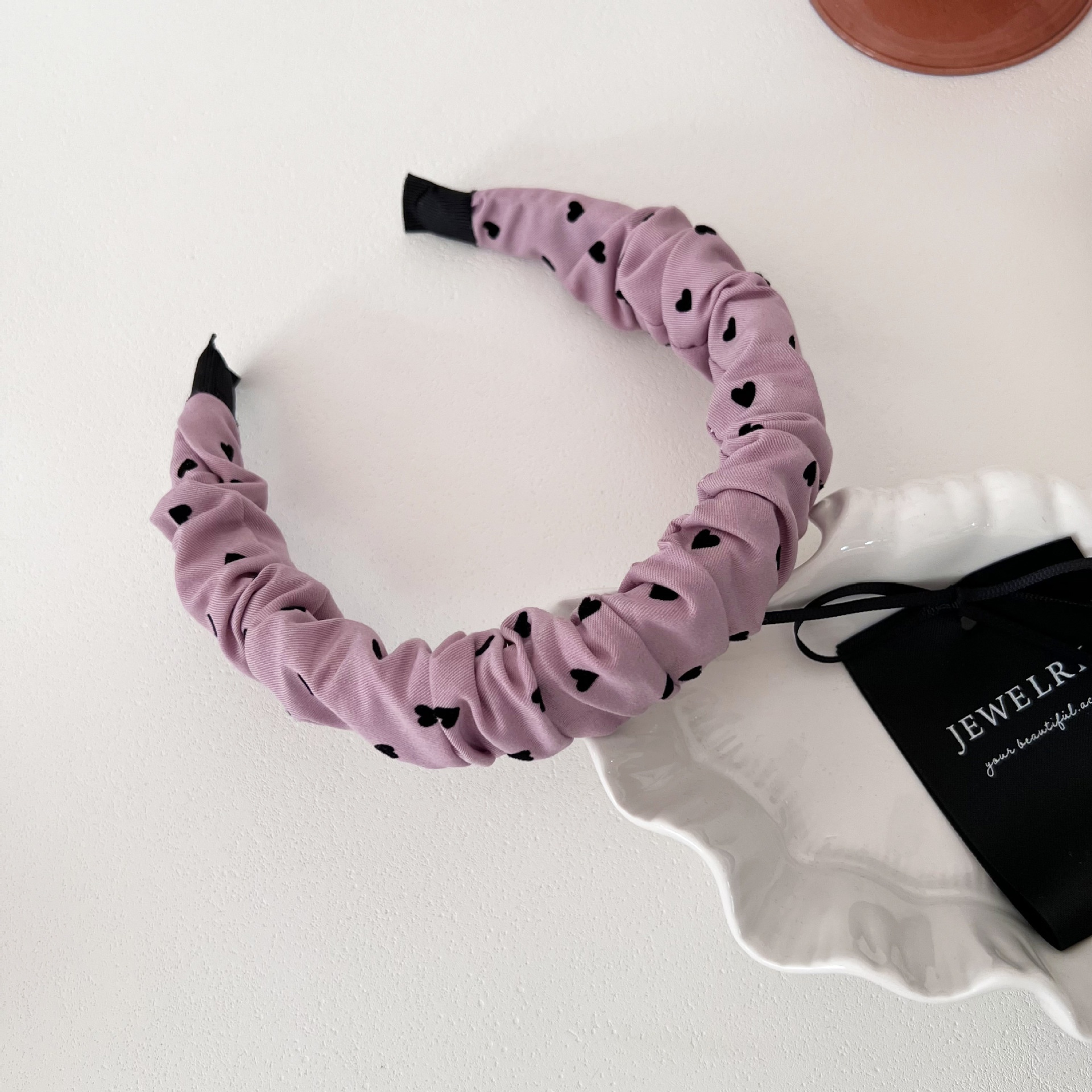 Sweet Pink Polka Dot Heart-Shaped Headband Fabric Hairband Multi-Functional Hair Accessories For Women All Seasons