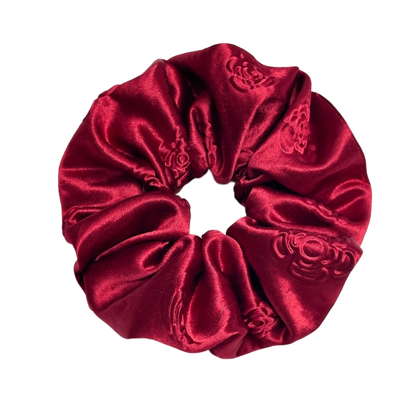 Women's Luxury Embossed Satin Large Bow Hair Ties Solid Color Versatile Hair Bands