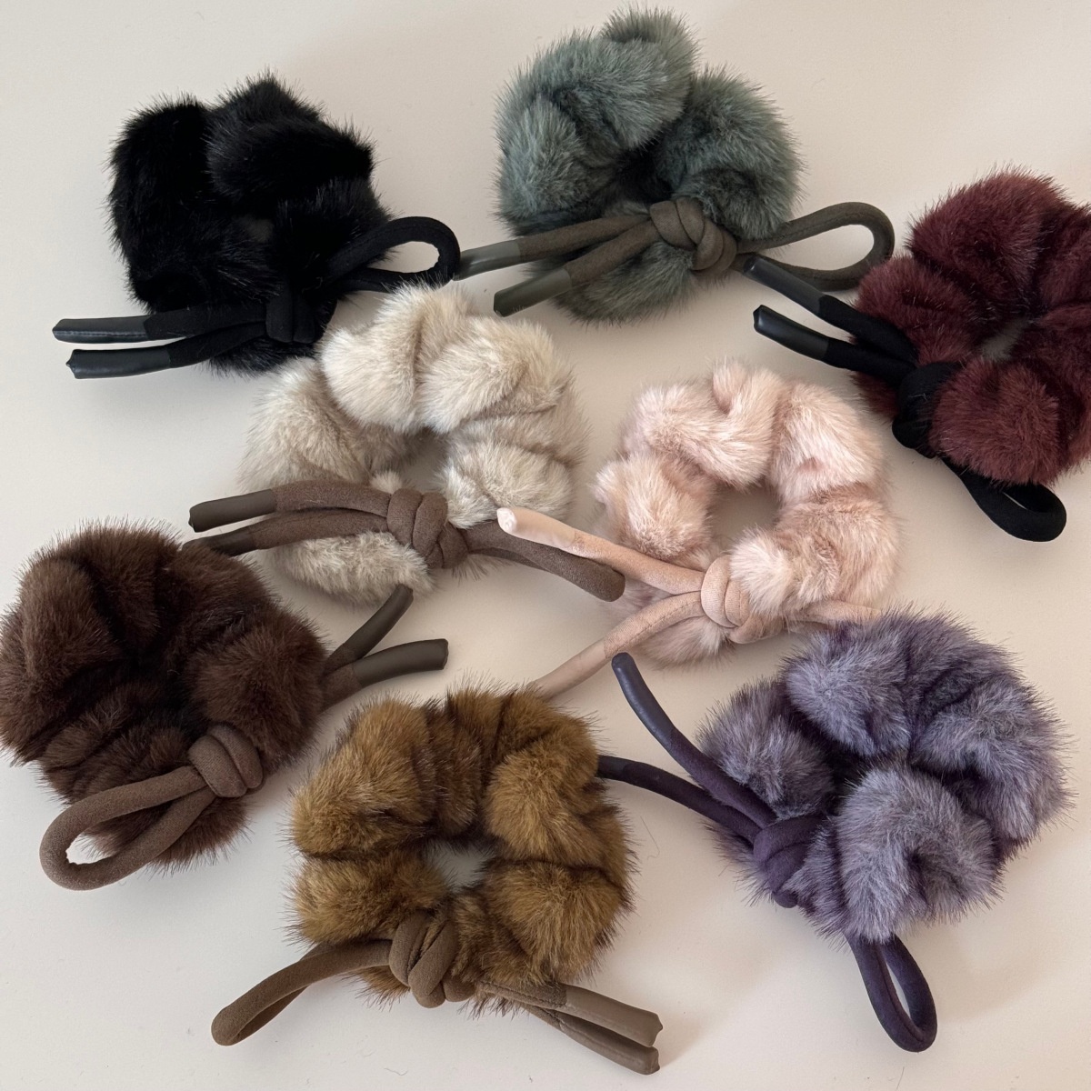 Women's Winter Flannel Ponytail Hair Ties Large Bowknot Multicolor