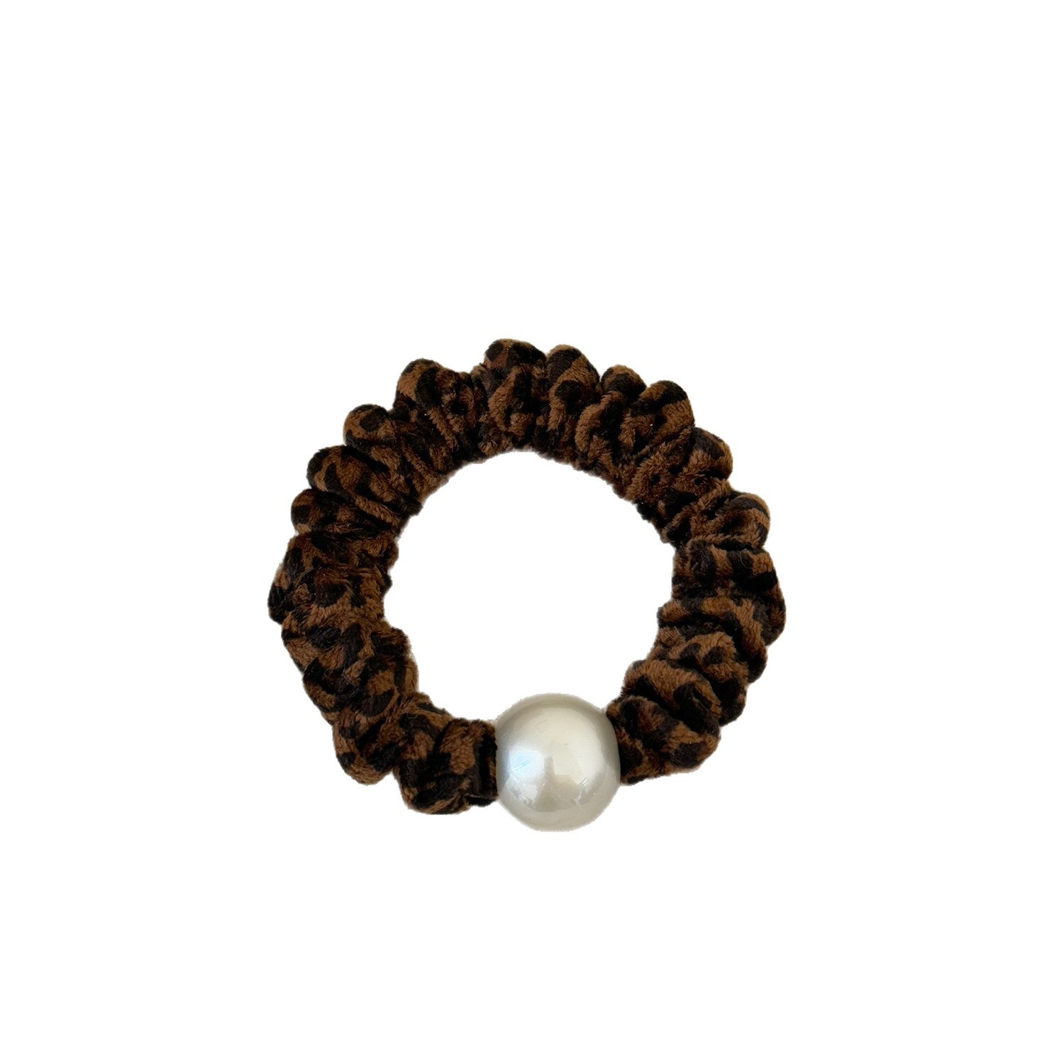 Women's Elegant Pearl Cloth Hair Tie For Daily Wear Leopard Pattern