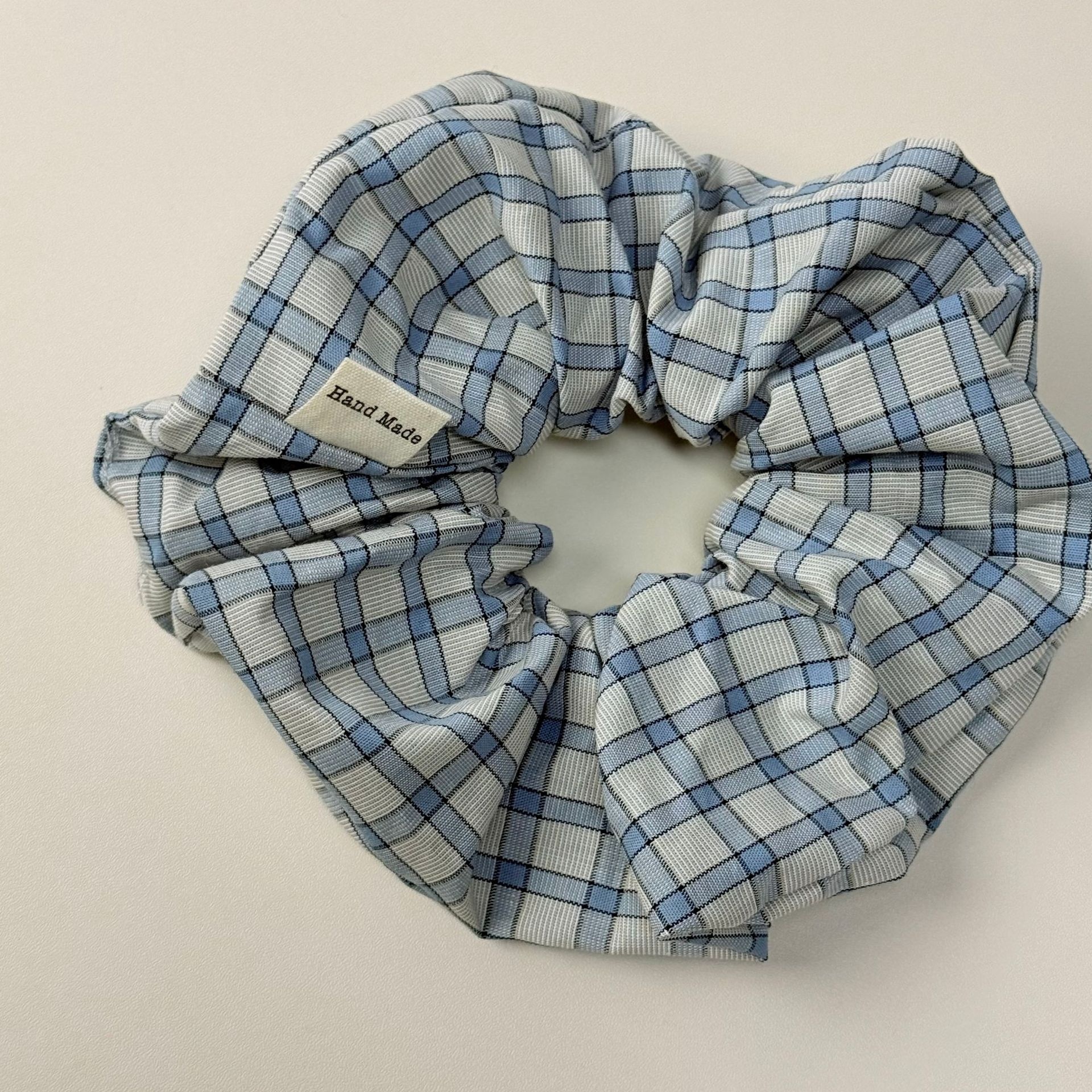 Women Sweet Cloth Hair Band Spring Daily Wear Blue Plaid Pattern