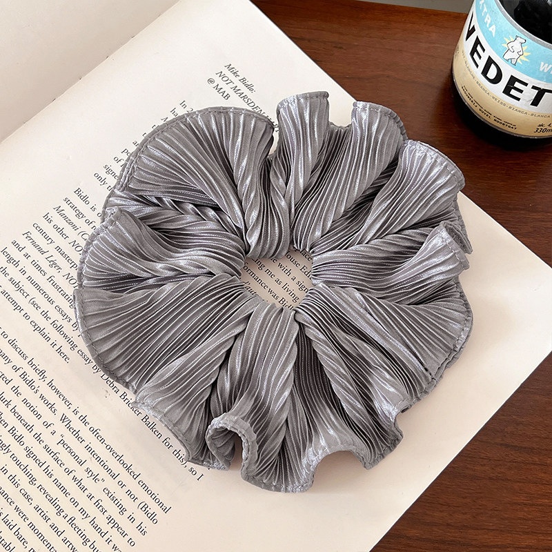 Women's Spring Everyday Cloth Hair Tie Scrunchie Grey Striped