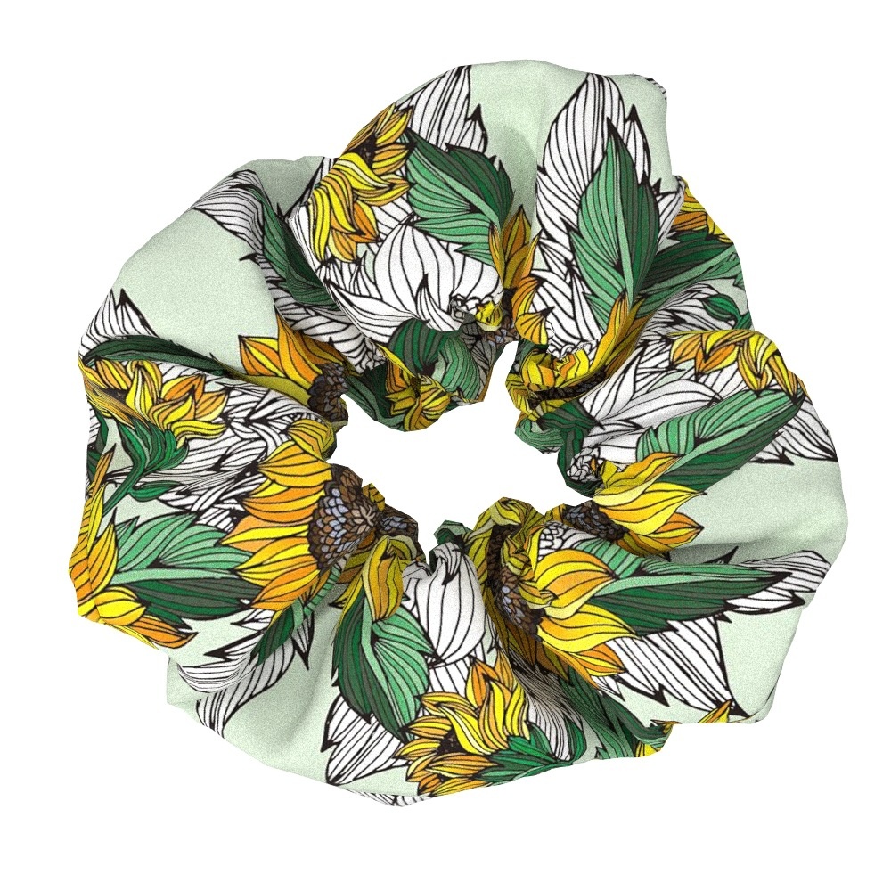 Women's Summer Cotton Elastic Hair Tie Giant Sunflower Pattern