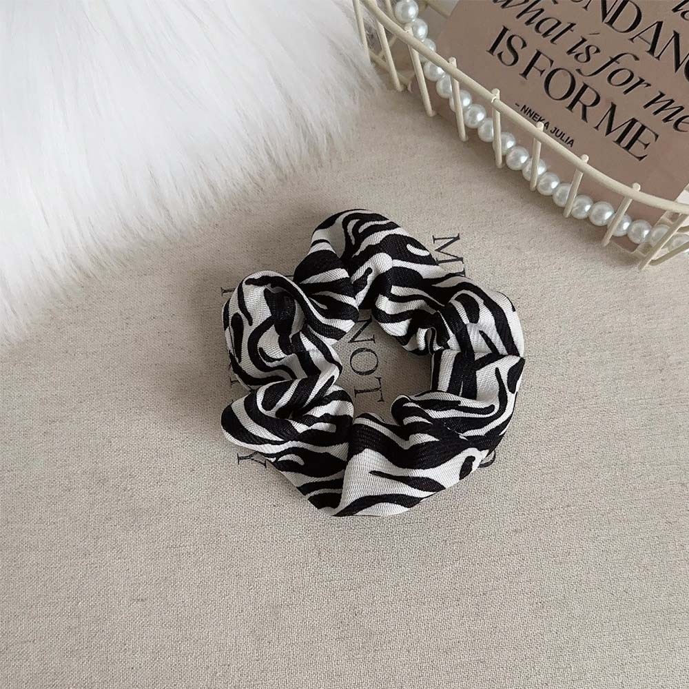 Women's Stylish Retro Cloth Hair Scrunchie Black Zebra Pattern