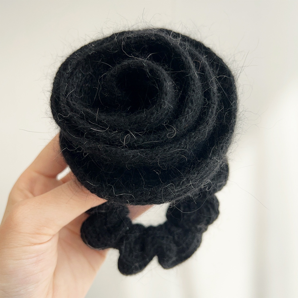 Women's Casual Winter Rabbit Hair Big Scrunchie Rose Pattern